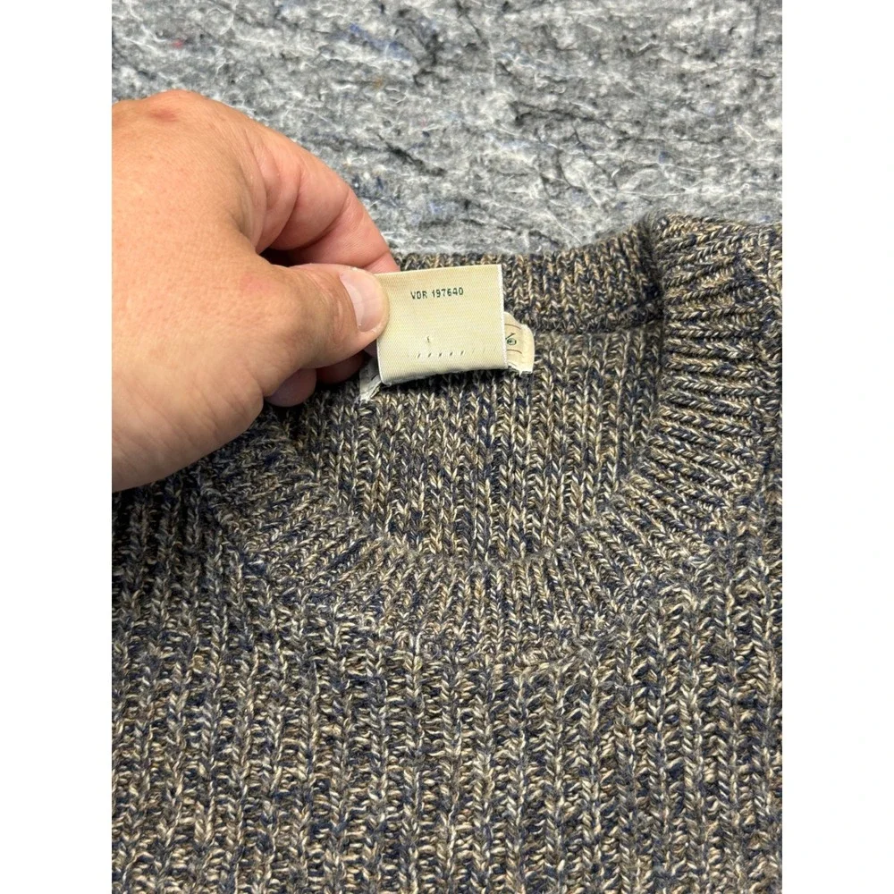 St Johns Bay Mens Large Tall Vintage Marled Knit Crewneck Sweater Brown Navy USA